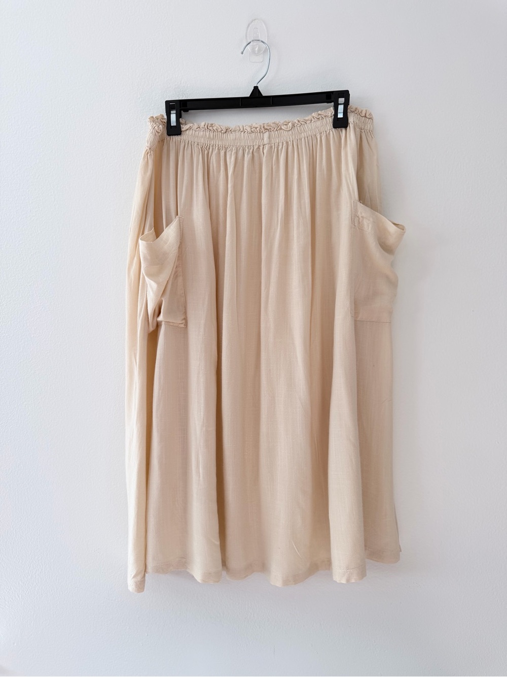 ASOS Design Womens 12 Cream Maxi Skirt 100% Viscose Elastic Waist Pockets Boho